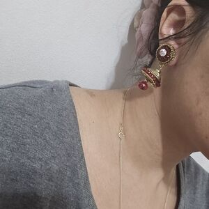 Elegant Gold and Red Jhumka Earrings